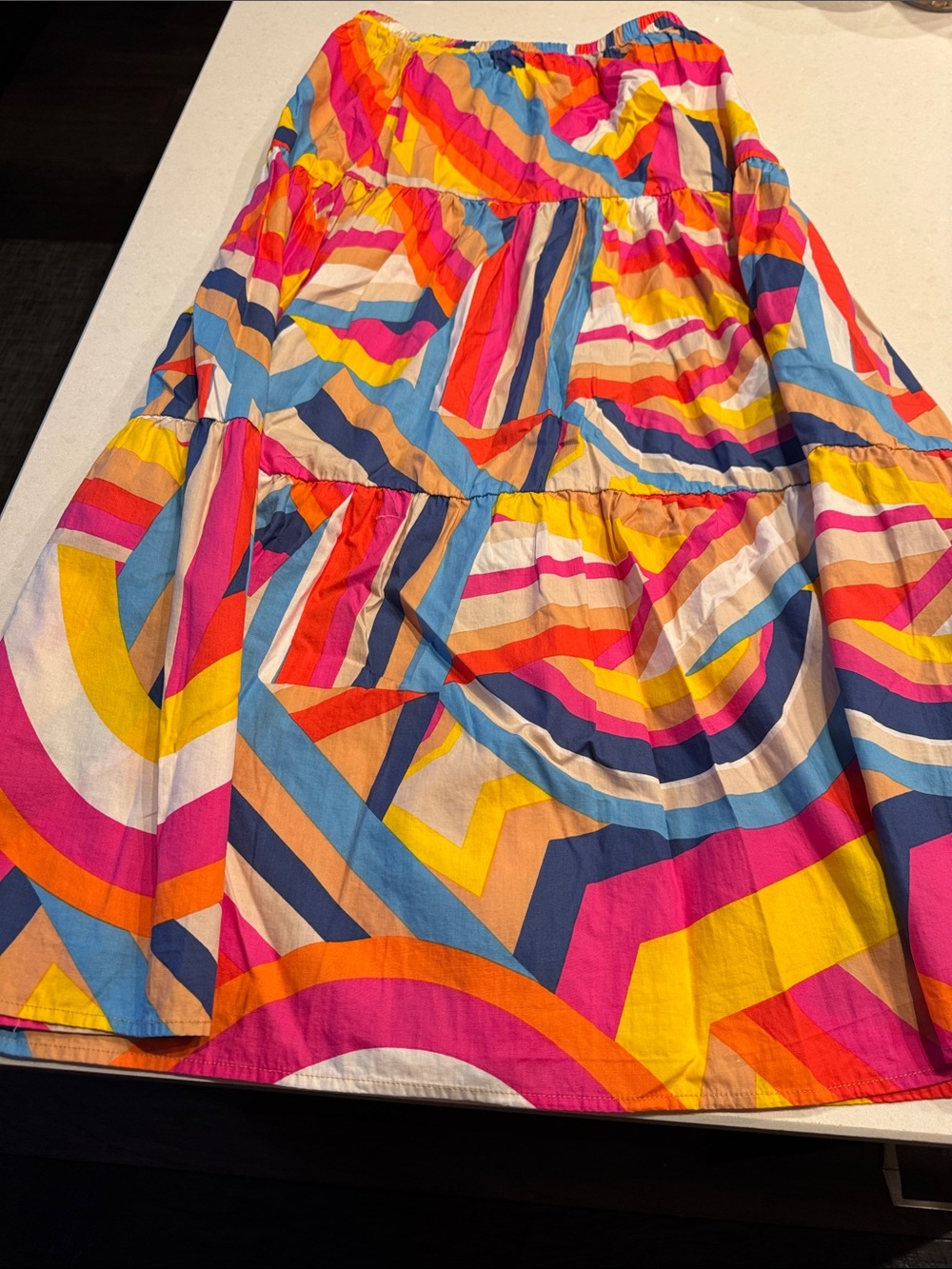 Flying Tomato Bright Multi-Stripe Maxi Skirt in Pink, Yellow, Blue & Orange